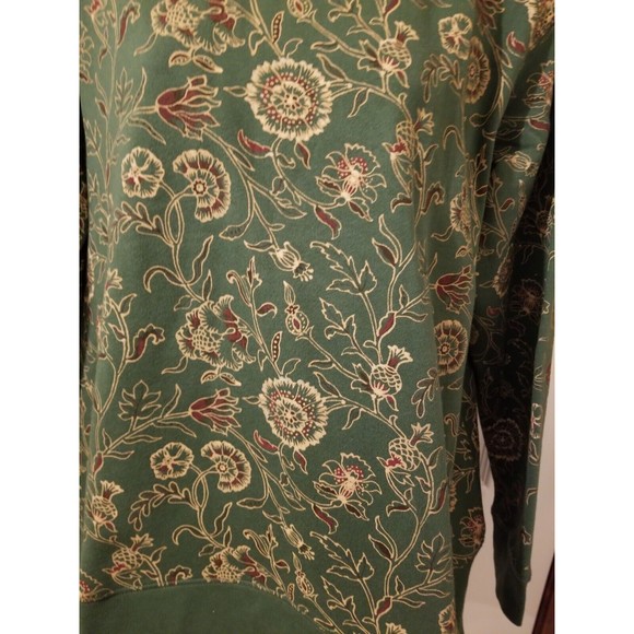NWT size L Classic Elements green with golden floeal print sweatshirt Christmas - Picture 5 of 10